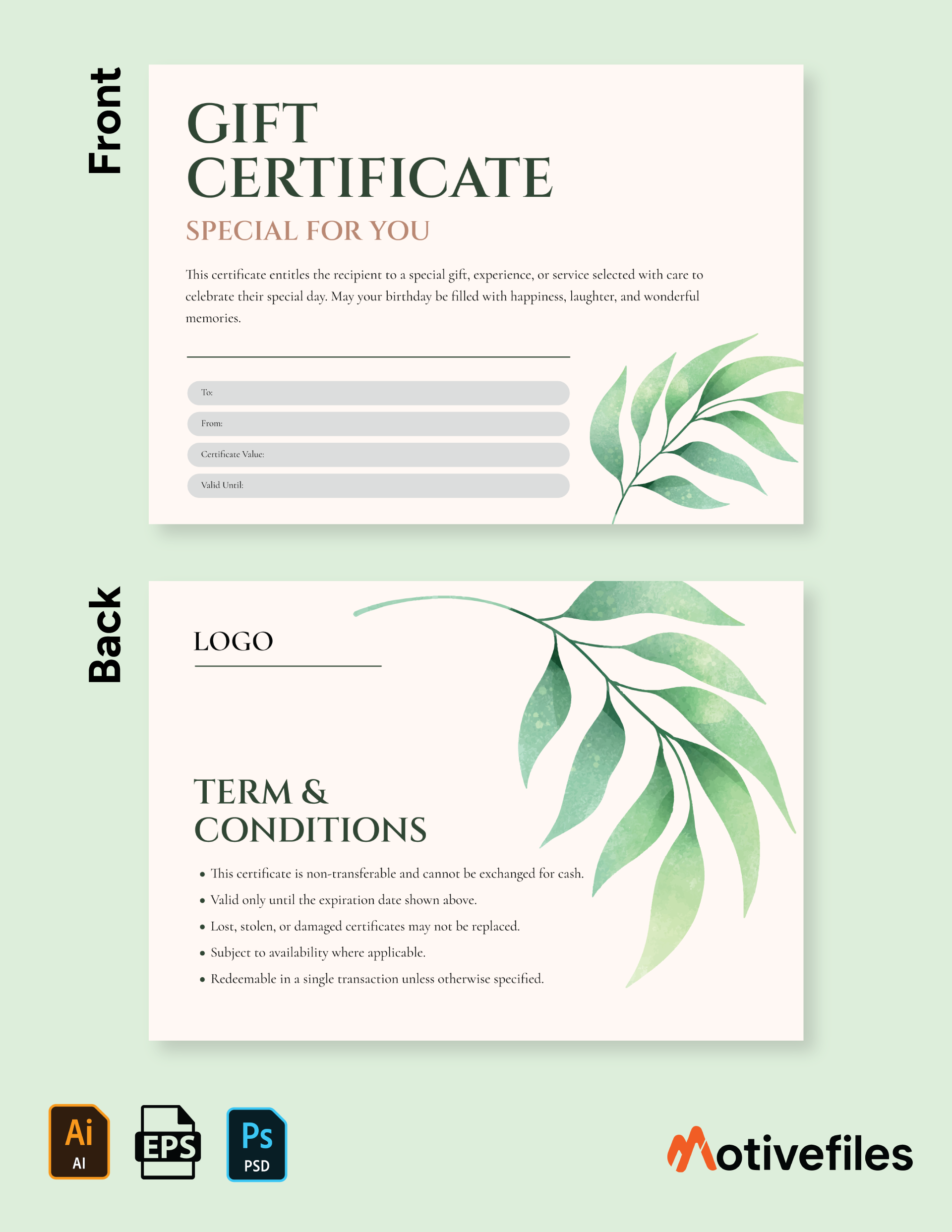 General Gift Certificate Template